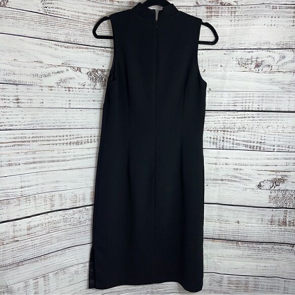 Vintage Mica Dress Womens Size 10 Black sheath midi mandarin collar made in USA - Picture 2 of 11